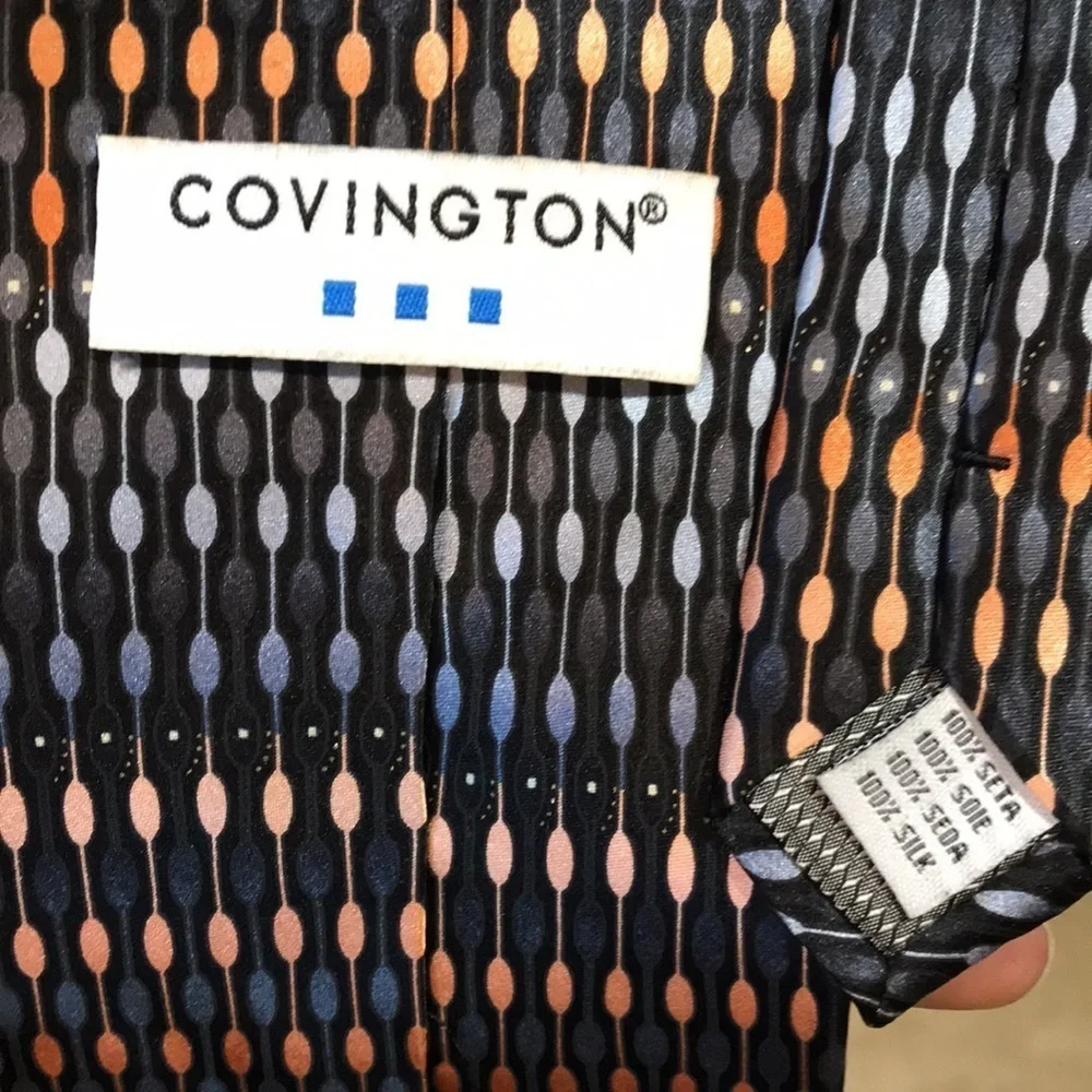 Covington 100% Silk Necktie in Geometric Design Multi Color- 60 Inches